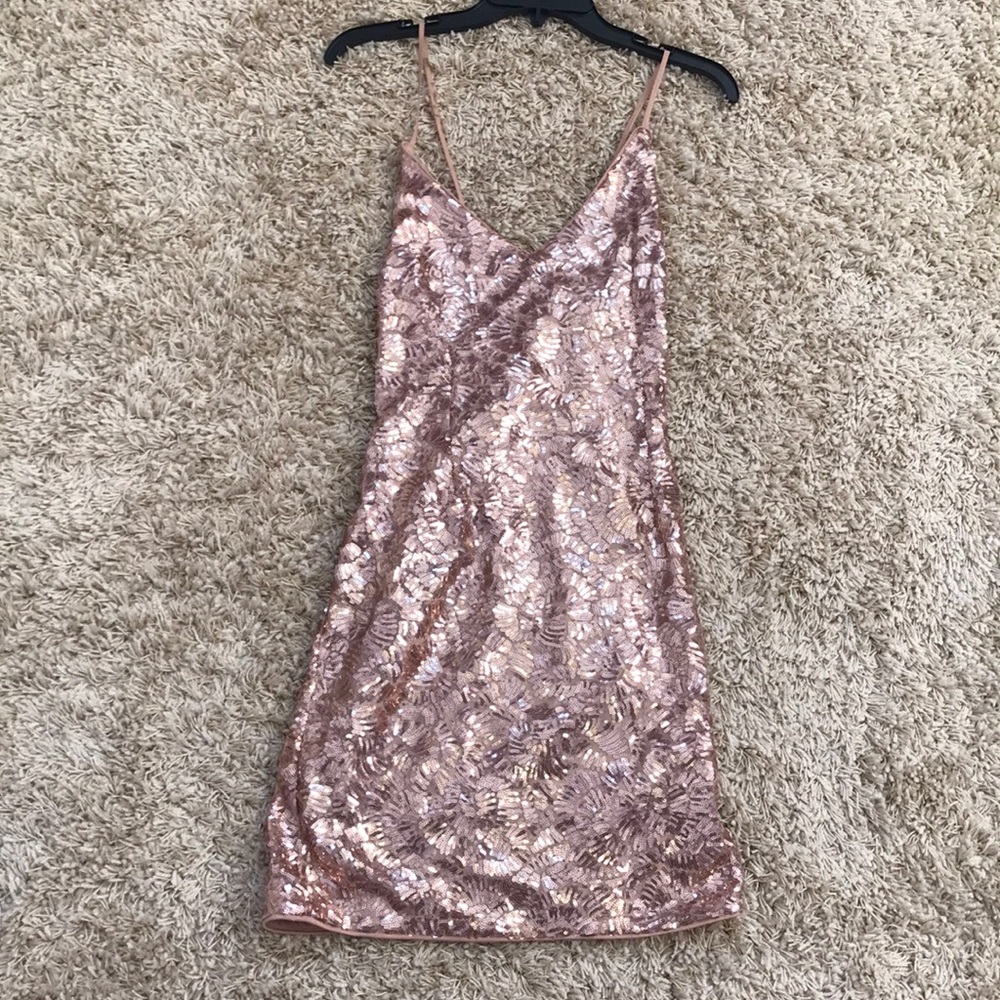 Rose Gold Sequined Mini Dress